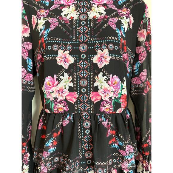 Bebe size large dress floral‎ boho flowy excellent condition - Picture 2 of 5